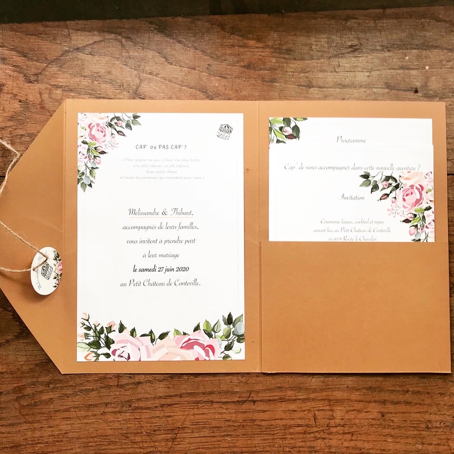 Fire-part de mariage réalisé par Louise Bousser